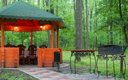 Лесная поляна и беседки с мангалом